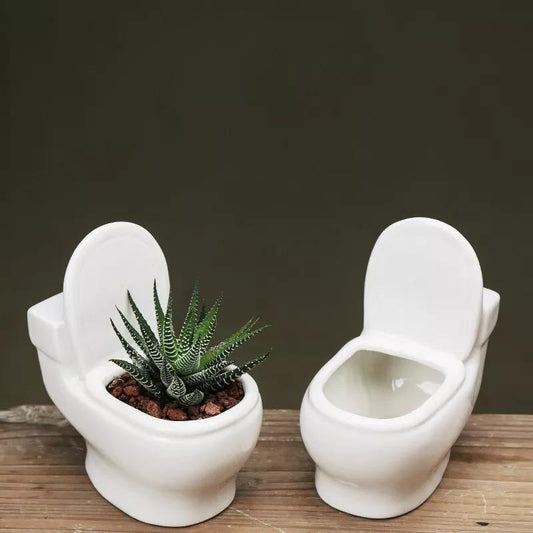 Ceramic Toilet Shaped Succulent Planter, view 2