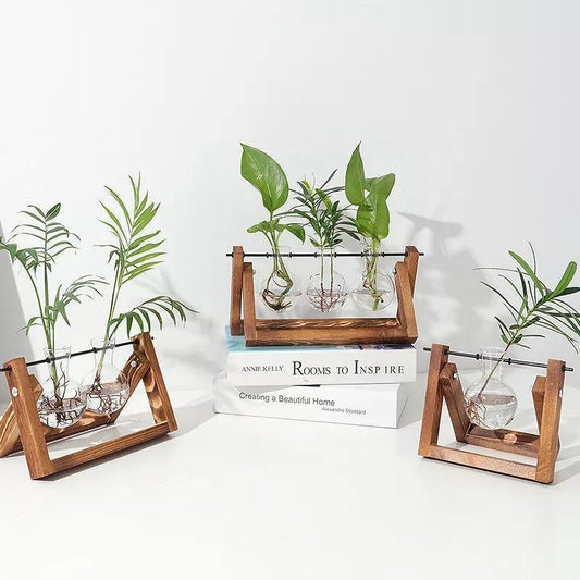 A Frame Wood Stand Propagation Vase, One to Three Bulbs, view 2