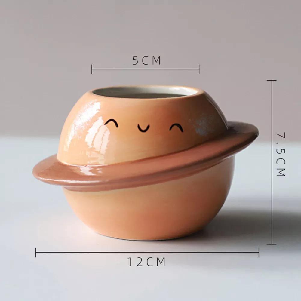 Planet Shaped Mini Ceramic Planter for Succulents, view 13