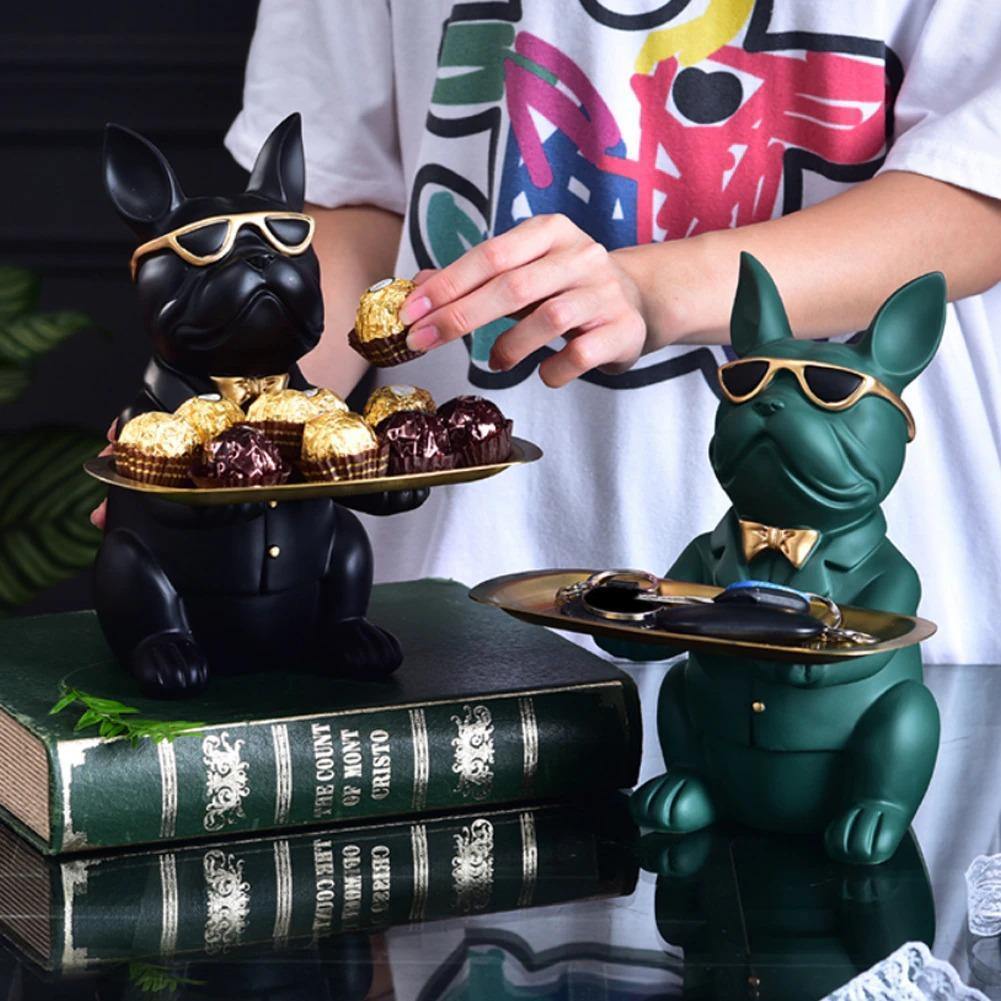 Resin French Bulldog Coin Bank with Metal Tray, view 11