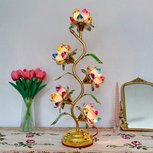 Lotus Flower Lamp with Hand Painted Petals, Three Sizes, view 2