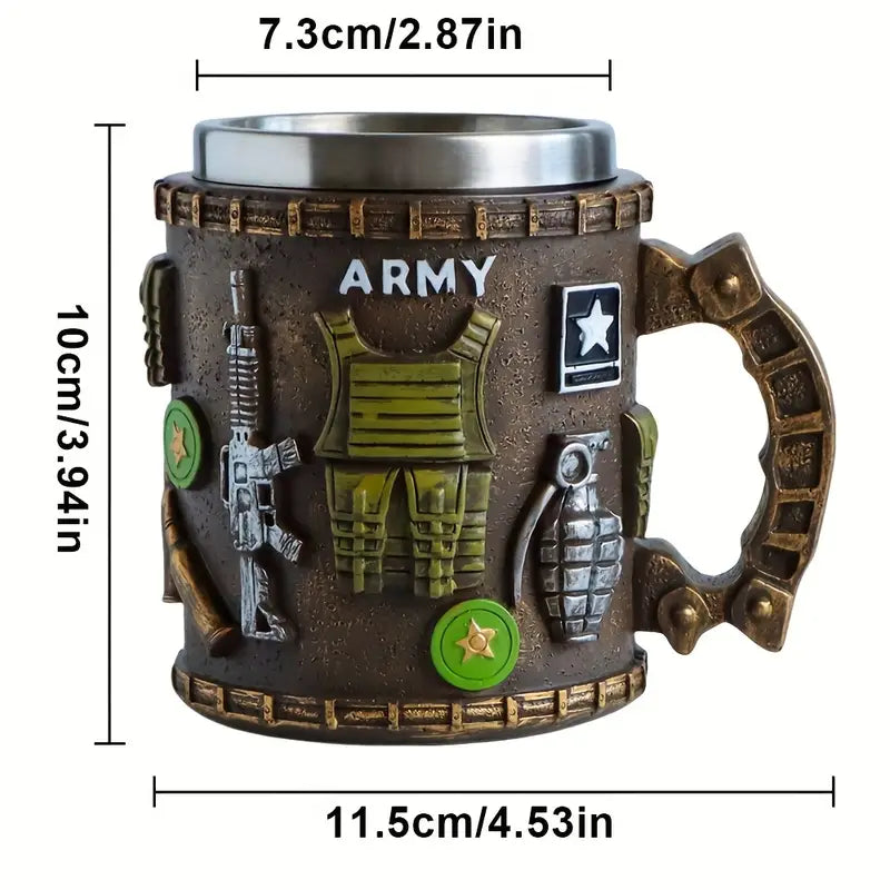 Sculpted Military Tankard Mug with Steel Liner, view 4