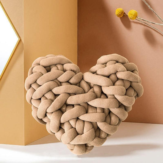 Heart-Shaped Chunky Knot Cotton Cushion, Twelve Colors, view 2