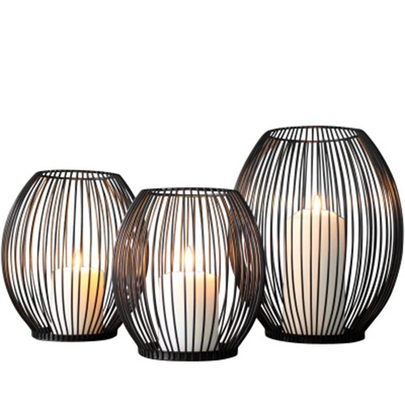 Black Wire Cage Candle Lantern, Three Sizes, view 12