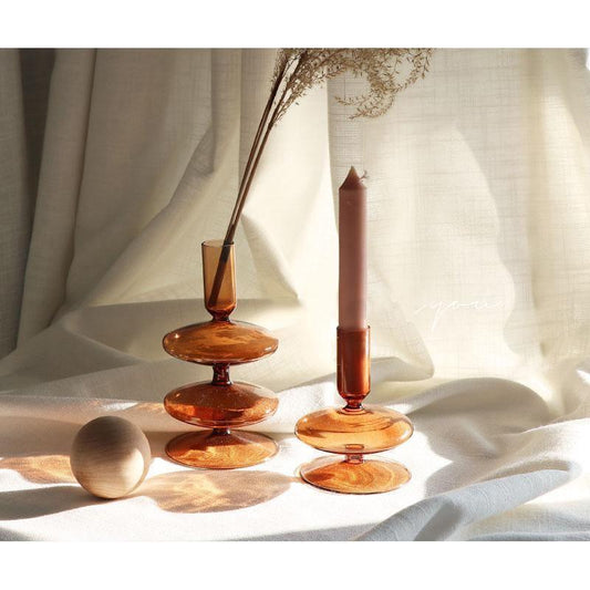 Brown Borosilicate Glass Taper Candle Holders, view 2