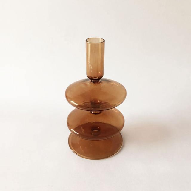 Brown Borosilicate Glass Taper Candle Holders, view 5