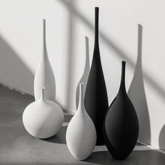 Slim Textured Ceramic Vases, White or Black, view 2