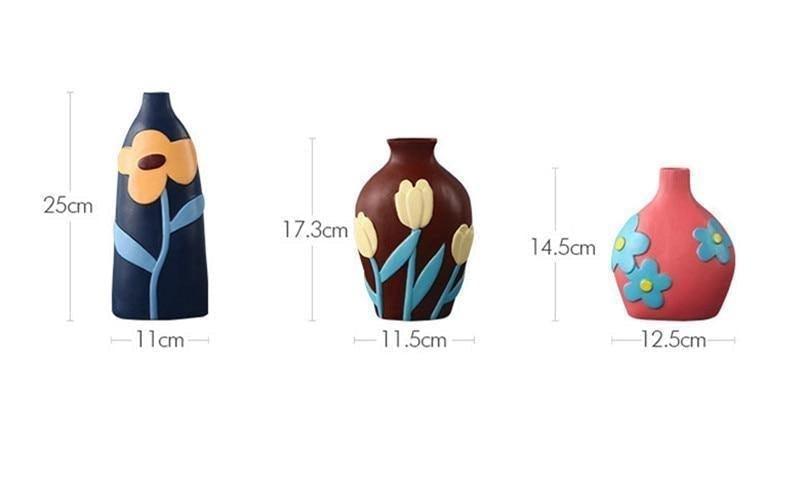 Flower Cutout Ceramic Vase, Six Colors and Sizes, view 25