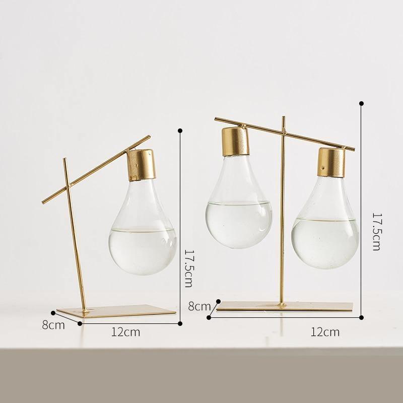 Light Bulb Propagation Vase on Gold Iron Stand, view 8