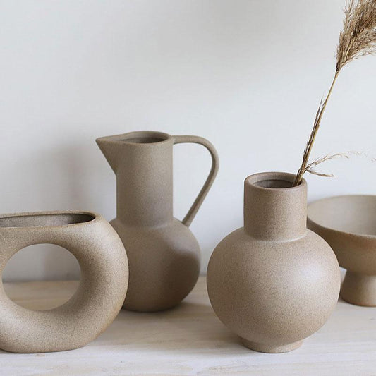 Satin Ceramic Vase in Moon, Round, Open or Pot, view 2