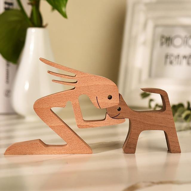 Carved Wooden Dog and Person Figurines, view 11