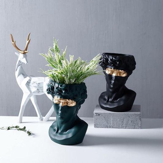 Ceramic David Head Planter and Vase, 9.45 in Tall, view 2