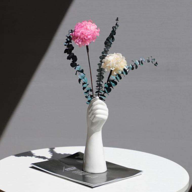 White Ceramic Hand Shaped Flower Vase, view 8