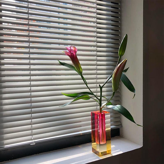 Slim Rectangular Acrylic Bud Vase, 7 in Tall, view 2