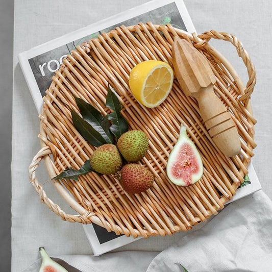 Woven Rattan Serving Tray, Round or Rectangular, view 2