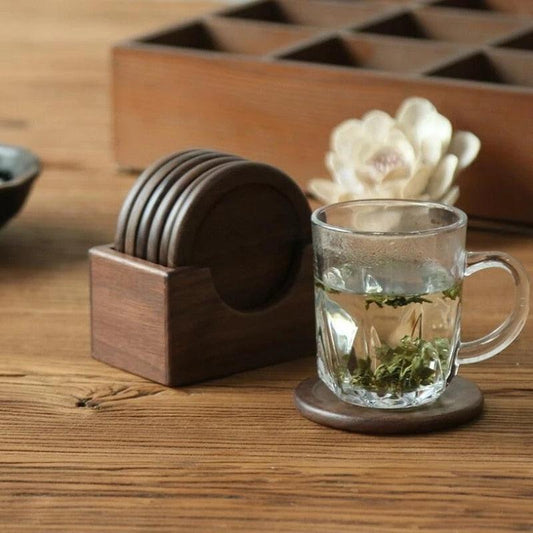 Pine Wood Coasters, Set of 6 with Wooden Holder, view 2