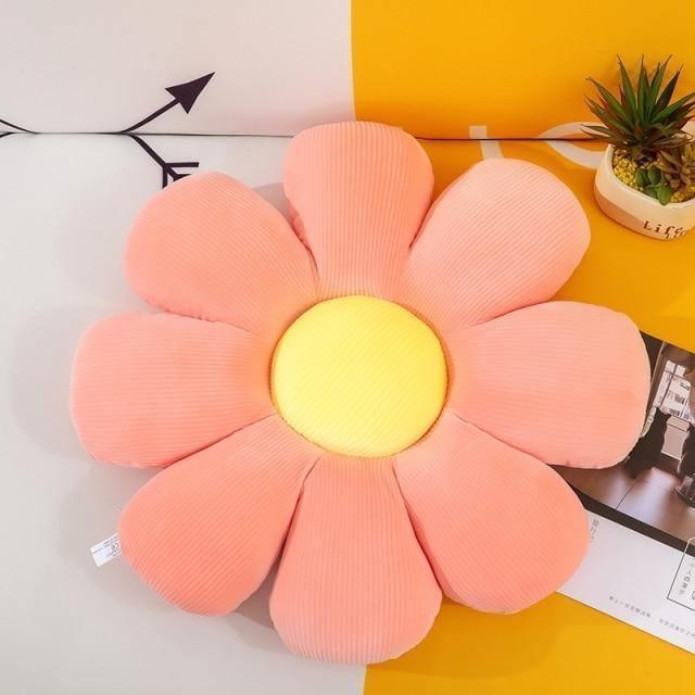 Flower Shaped Round Throw Pillow in Plush Cotton, view 10
