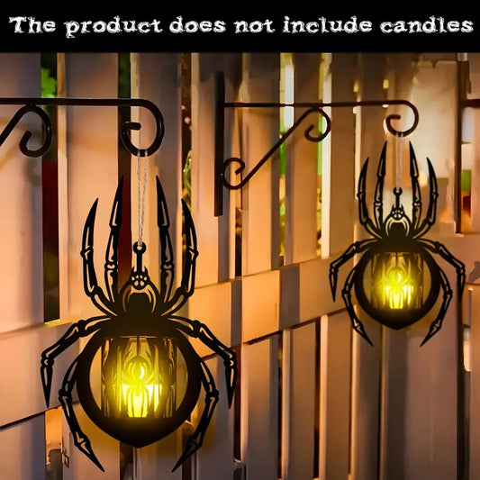 Hanging Spider Lantern Candle Holder in Black Wood, view 2