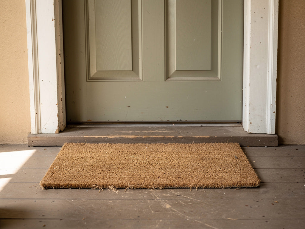 A doormat sized to match the width of a front door