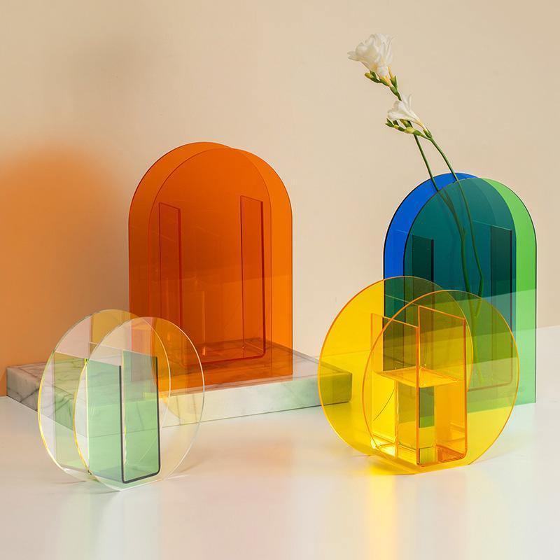 Acrylic Geometric Vase, Circle or Arch