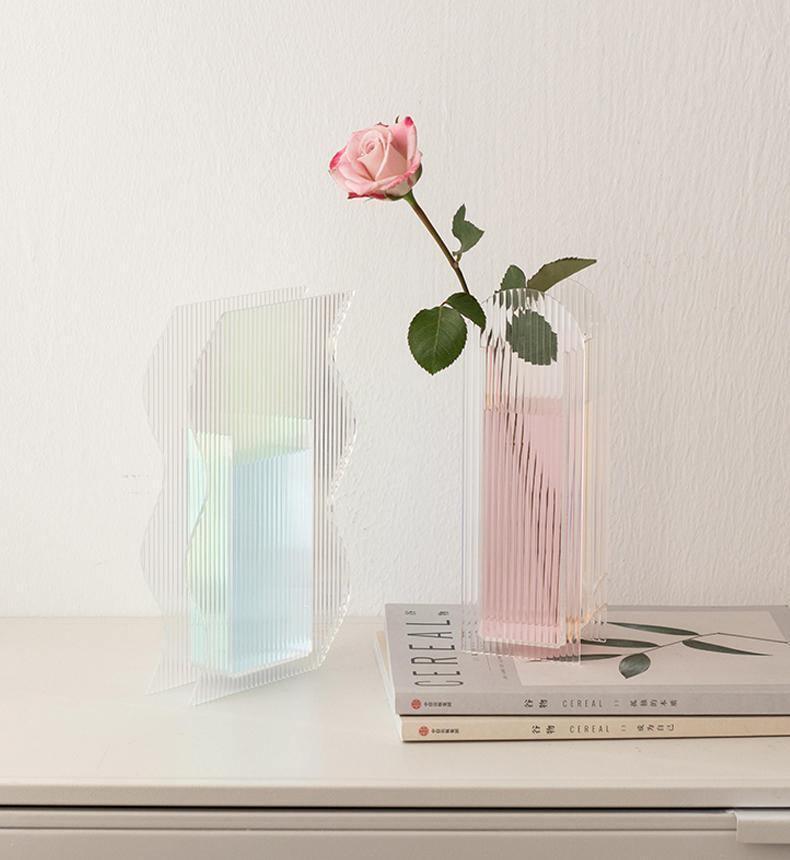 Flat Ribbed Acrylic Vase, Arch or Wavy Shape, view 3