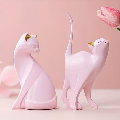 Minimalist Resin Cat Figurine, Two Poses, view 8
