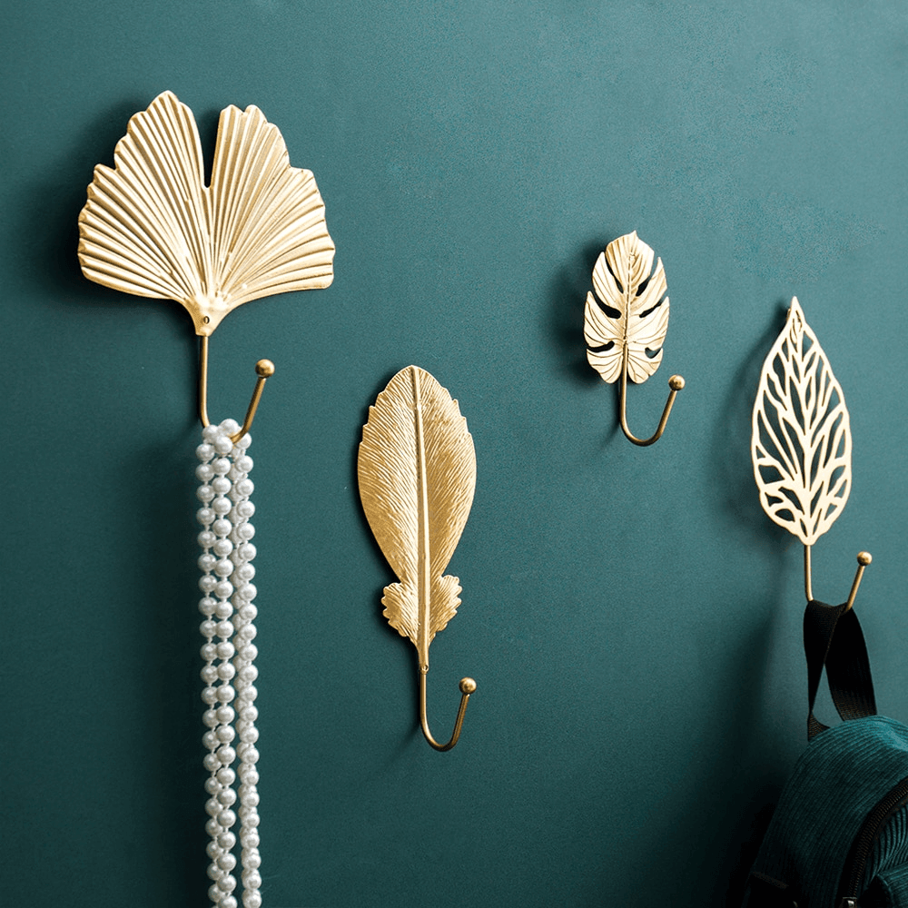 Leaf Shaped Metal Wall Hooks in Six Leaf Styles