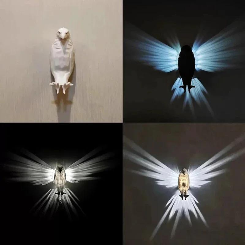 Eagle or Owl Wall Lamp, Battery Powered, No Wiring, view 7