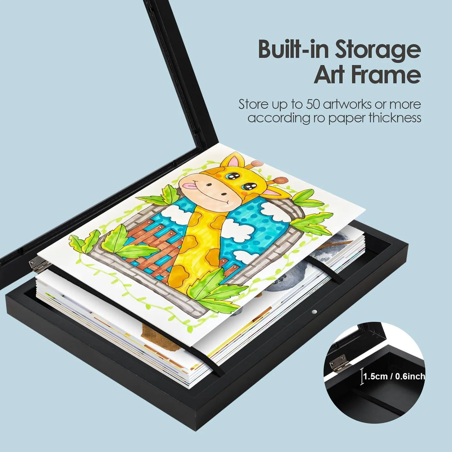 Kids Art Frame for A4 Drawings with Magnetic Front, view 3
