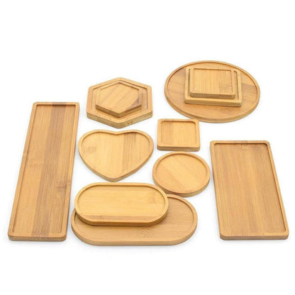 Bamboo Saucer Trays for Plant Pots, Six Shapes, view 2