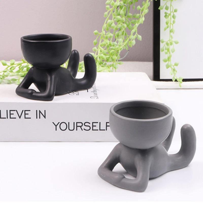 Little Person Ceramic Succulent Planter, Six Poses, view 12