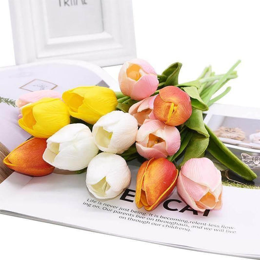 Faux Silk Tulips, Set of 10 Stems, view 2