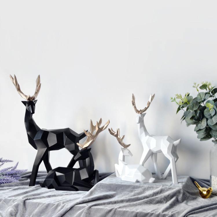 Geometric Reindeer Sculptures in Resin, Set of Two, view 5