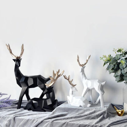 Geometric Reindeer Sculptures in Resin, Set of Two, view 5