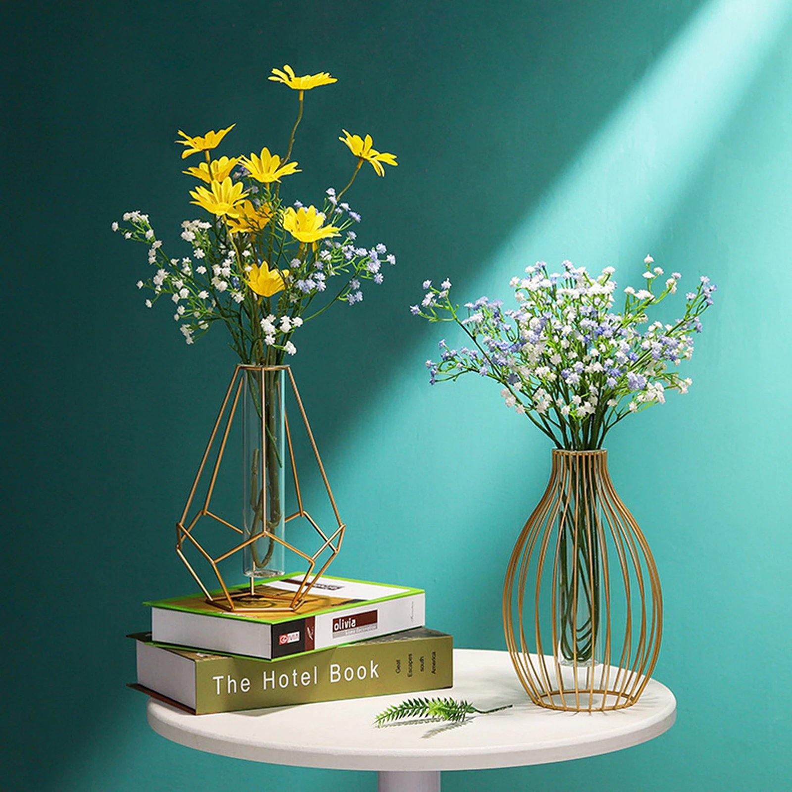 Iron Frame Flower Vase with Removable Glass Tube, view 6
