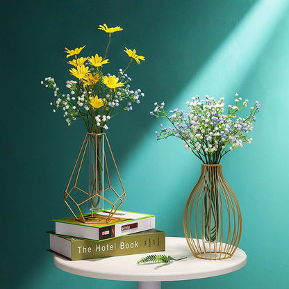 Iron Frame Flower Vase with Removable Glass Tube, view 6