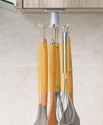 Rotating Under-Cabinet Utensil Rack with 6 Hooks, view 10