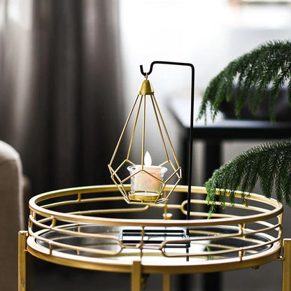 Geometric Iron Hanging Lantern for Tea Lights, view 6