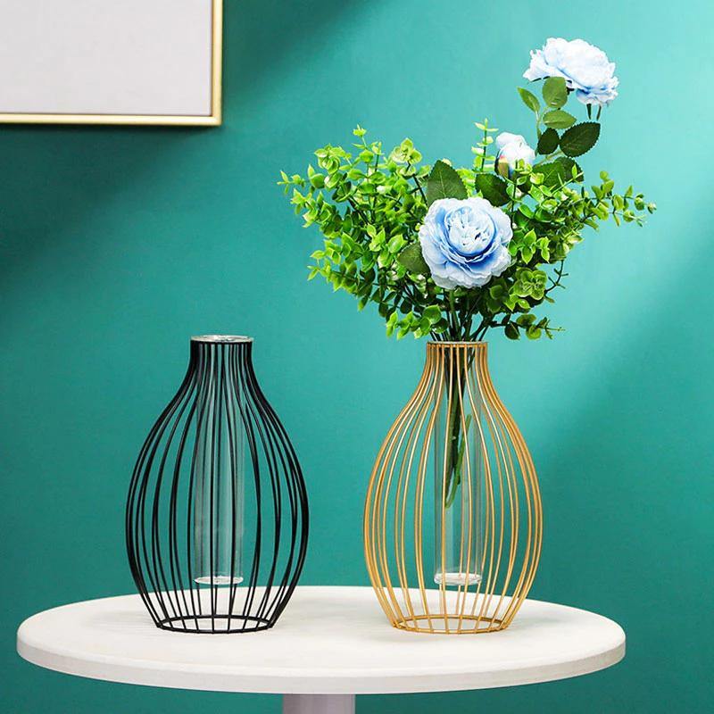 Iron Frame Flower Vase with Removable Glass Tube, view 3
