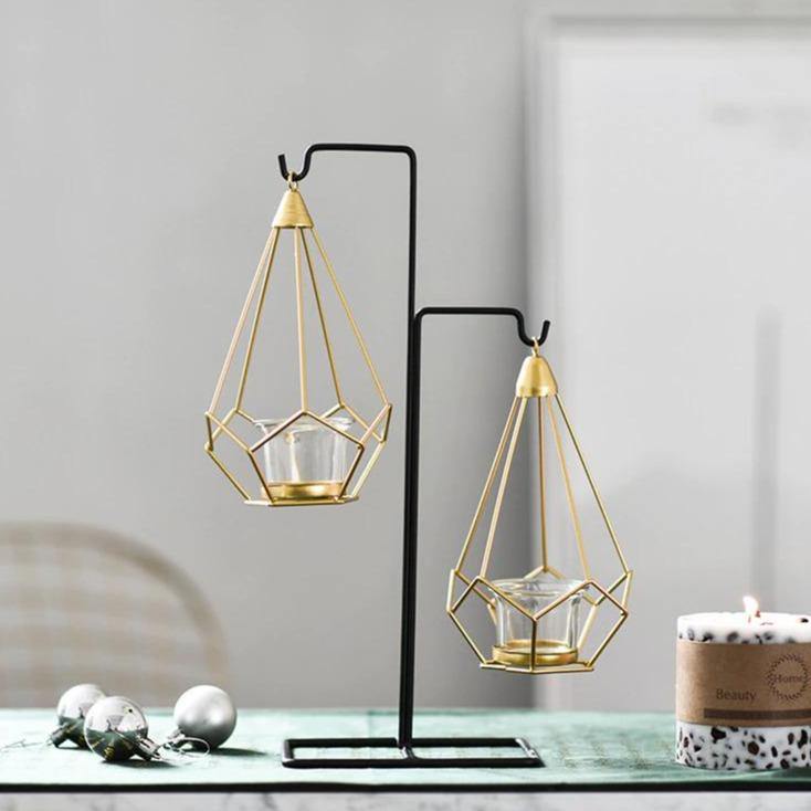 Geometric Iron Hanging Lantern for Tea Lights, view 14