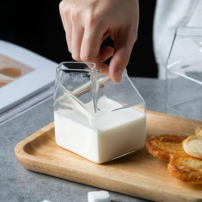 Glass Milk Carton Cup with Square Base, 11.8 fl oz, view 9