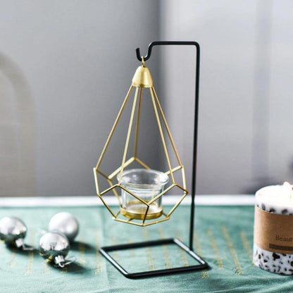 Geometric Iron Hanging Lantern for Tea Lights, view 13