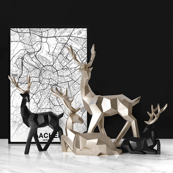 Geometric Reindeer Sculptures in Resin, Set of Two, view 7
