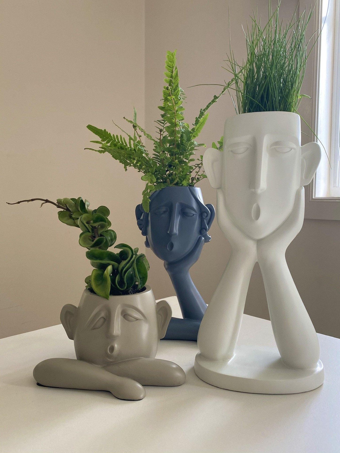 Face Planter Sculpture Trio in Resin with Drainage, view 5