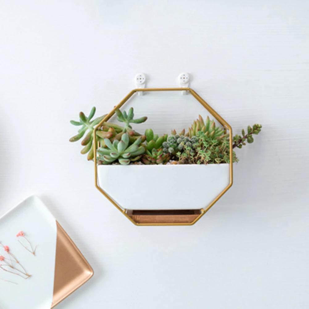 Ceramic Wall Planter with Iron Frame and Bamboo Tray, view 28