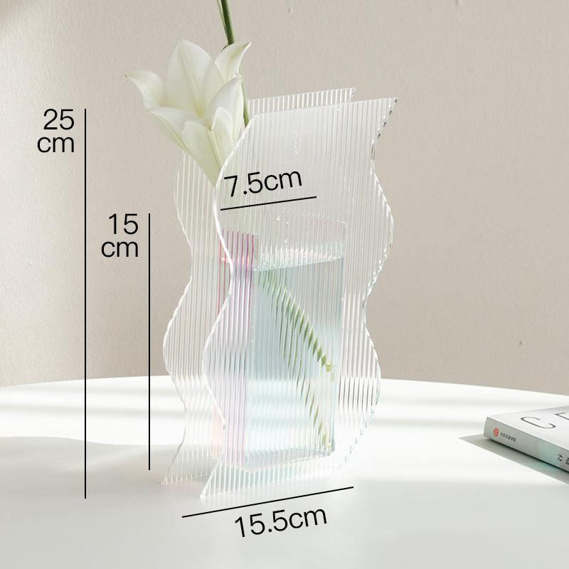Flat Ribbed Acrylic Vase, Arch or Wavy Shape, view 5