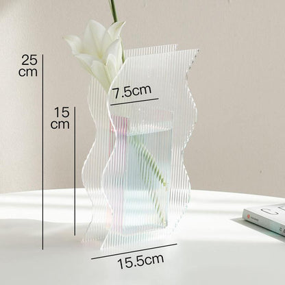 Flat Ribbed Acrylic Vase, Arch or Wavy Shape, view 5