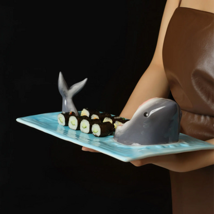 Shark Shaped Ceramic Plate with Dip Recess, view 3