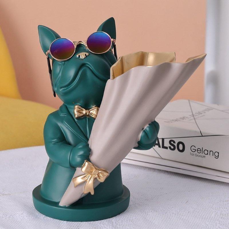 French Bulldog Resin Flower Vase with Bouquet Cone, view 17