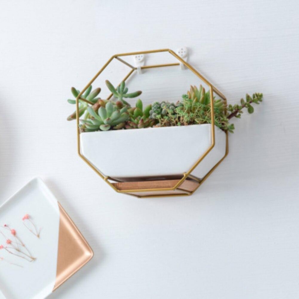 Ceramic Wall Planter with Iron Frame and Bamboo Tray, view 16